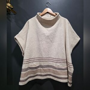 Faherty Park City Poncho Size M/L Oversized Taupe Brown